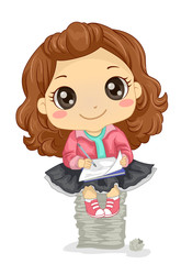 Kid Girl Creative Writing Illustration