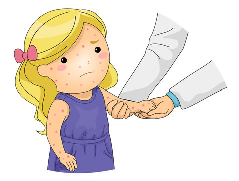 sick girl examined by doctor clip art preview