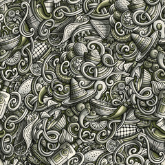 Cartoon mexican food doodles seamless pattern
