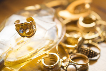 family jewels with precious ring with stones