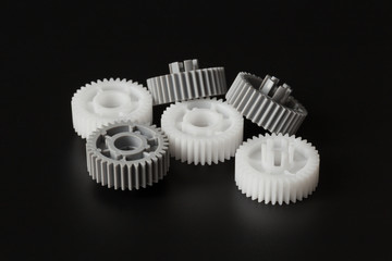 gray and white plastic gear