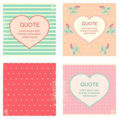 Collection of square Valentine backgrounds in retro style