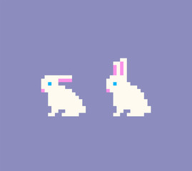 Fototapeta premium Pixel art rabbit icons.