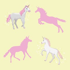 Unicorn vector icon isolated on white. Head portrait horse sticker, patch badge. Cute magic cartoon fantasy cute animal. Rainbow hair. Dream symbol. Design for children