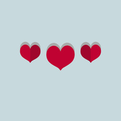 Two-colored hearts for Valentine's Day on a blue background