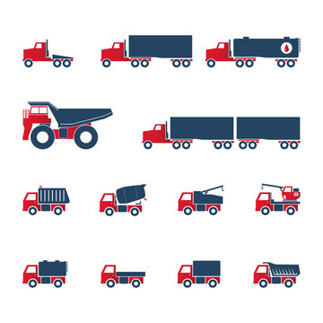 Trucks icons set.