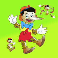 Pinocchio; Wooden toy to take apart vector
