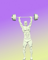 Weght lifter paper cut character 3D illustration on graient color background. Collection.