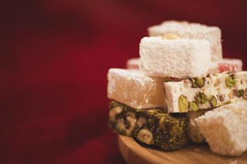 Turkish delight close up background