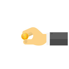 Businessman holding a dollar coin in his hand on a white background. Vector illustration .