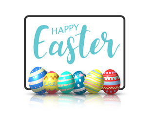 Happy Easter eggs isolated on white background.