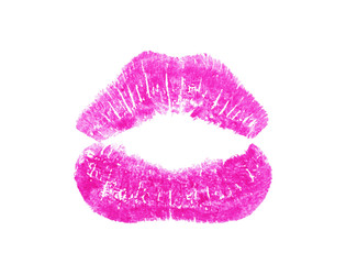 Sensual Isolated natural red imprint of lips. Lip impression