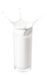 glass of milk with splashes