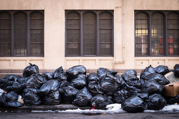 Trash on the sidewalk