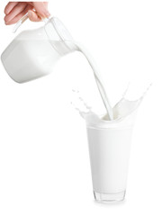 pouring milk with splashes