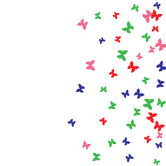 Spring Background with Colorful Butterflies. Simple Feminine Pattern for Card, Invitation, Print. Trendy Decoration with Beautiful Butterfly Silhouettes. Vector Background with Moth