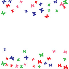 Spring Background with Colorful Butterflies. Simple Feminine Pattern for Card, Invitation, Print. Trendy Decoration with Beautiful Butterfly Silhouettes. Vector Background with Moth