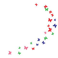 Spring Background with Colorful Butterflies. Simple Feminine Pattern for Card, Invitation, Print. Trendy Decoration with Beautiful Butterfly Silhouettes. Vector Background with Moth