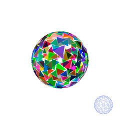 Abstract polygonal broken sphere. 3d Vector colorful illustration.