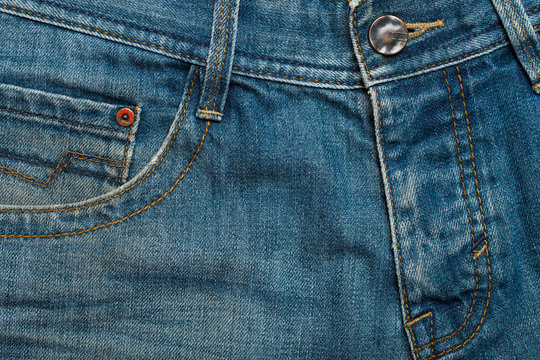 Jeans. Blue Pants Jeans Textured Background With Stitches.