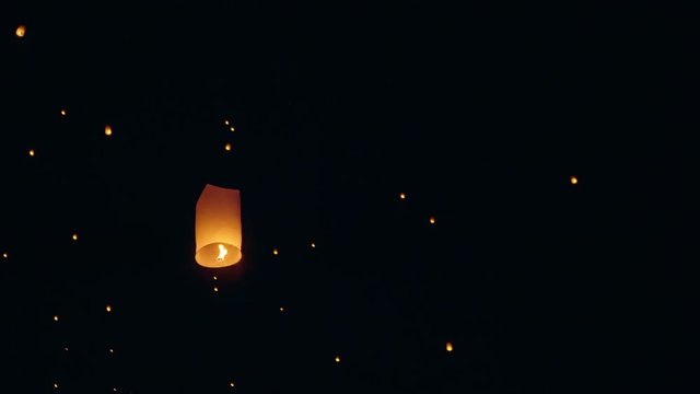 Thousands of sky lanterns are released into the night sky to wish for good luck as part of a lantern festival.