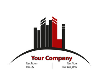 Business visit card with buildings on the hill