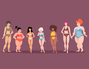 Women of different height and figure type .