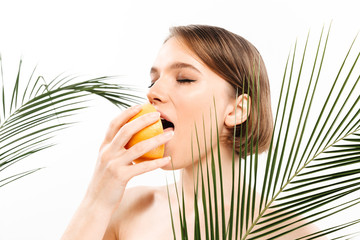 Beauty portrait of an attractive half naked woman