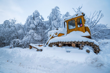 snow cleaning bulldozer.
