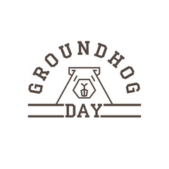Linear head of Groundhog and words Groundhog Day