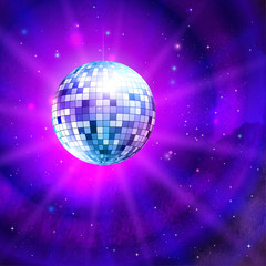 Disco ball on outer space background