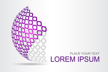 Logo stylized spherical surface with abstract shapes
