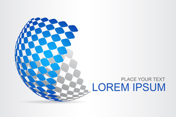 Logo stylized spherical surface with abstract shapes