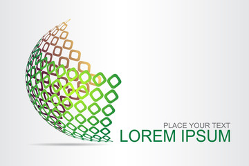 Logo stylized spherical surface with abstract shapes