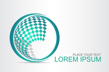 Logo stylized spherical surface with abstract shapes