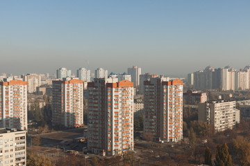 Fototapeta na wymiar Multi-storey buildings in a residential district of Kiev, Ukraine
