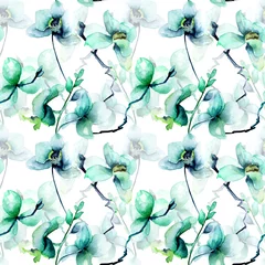 Foto op Plexiglas Orchidee Naadloos patroon met mooie orchidee