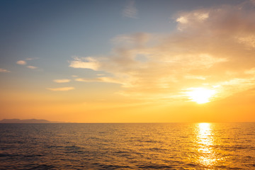 Beautiful sunset on the beach and sea