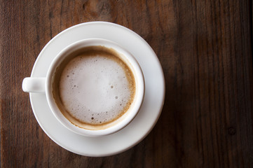 a cup of coffee on top view