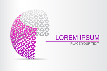 Logo stylized spherical surface with abstract shapes