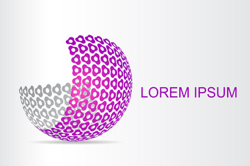 Logo stylized spherical surface with abstract shapes