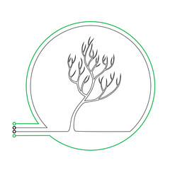 Isolated vector simple tree logo inscribed in a circle on a white background.