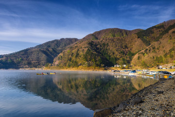 Landscape of Shoji lake, Japan