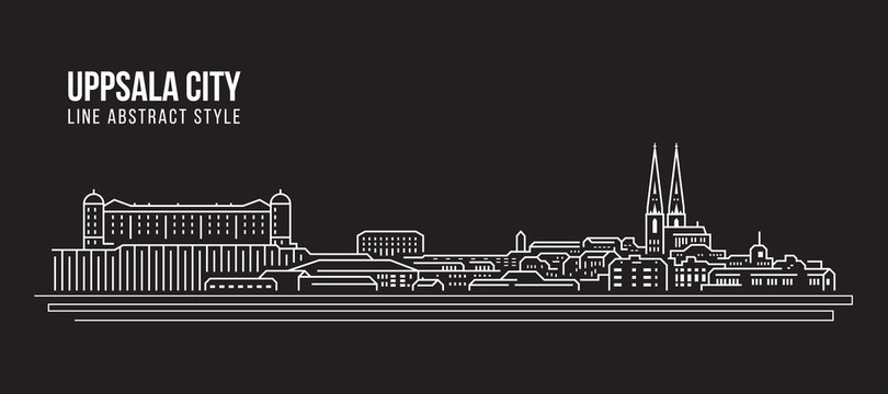 Cityscape Building Line art Vector Illustration design - Uppsala city