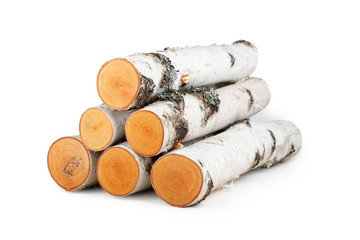 Pile of firewood isolated on a white background