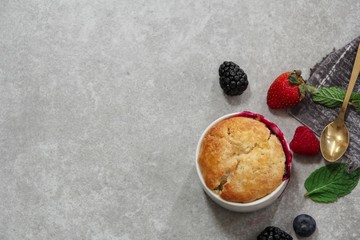 Homemade Mixed Berry Cobbler top down view