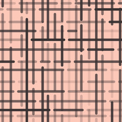 Abstract geometric pattern with dark gray rounded lines on light pink background. Vector illustration