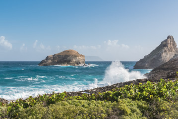 Guadeloupe, panorama from the pointe des Chateaux, beautiful seascape of the island
