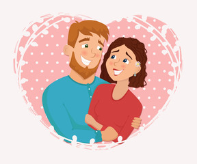 Man and woman in love. St. Valentine's day cartoon vector illustration.