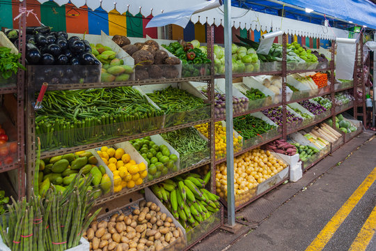 Fresh fruits and vegetables at the farmers market in Malaysia